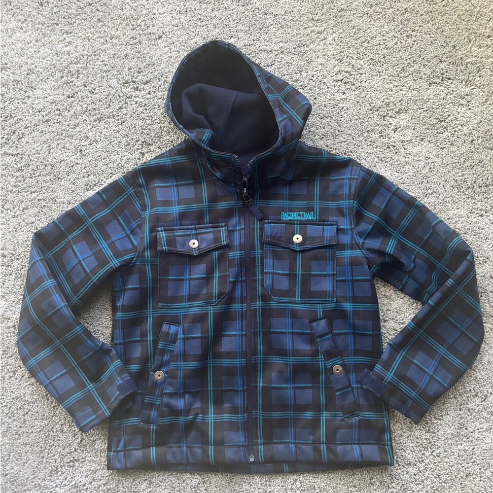Pacific Trail Kids Soft Shell Plaid Blue Jacket Size S (8)
